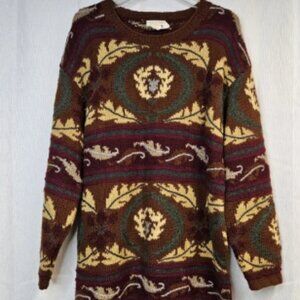 Classic Brooks Brothers Vintage Autumn Leaves & Laurel Heavy Knit Tunic Sweater